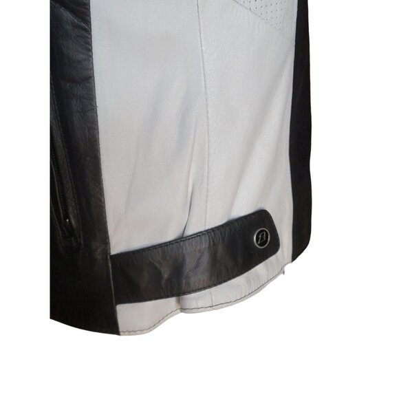 Z1R Nectar Womens LG Black White Leather Motorcycle Jacket Removable Pads Liner - Picture 7 of 14